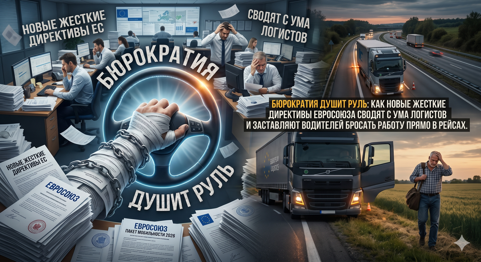 Бюрократия душит руль: как новые жесткие директивы Евросоюза сводят с ума логистов и заставляют водителей бросать работу прямо в рейсах.