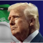 Дональд Трамп на фоне флага Ирана с надписью «Мир»