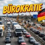 Как Германия построила лучшую дорожную сеть Европы: 5 реальных причин Грузовики в пробке на немецком автобане рядом с мостом на ремонте, 2024 год