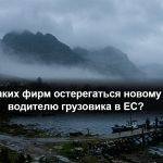 Водитель грузовика CE изучает контракт перед подписанием на фоне европских дорог