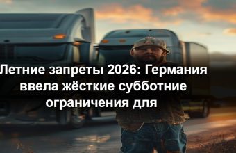 Фура стоит на обочине немецкого автобана в субботу во время летнего запрета для грузовиков свыше 7,5 тонн