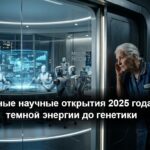 Ученые работают в современной исследовательской лаборатории с цифровыми экранами и микроскопами