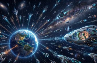 Радиотелескоп направлен в ночное небо в ожидании сигнала из глубокого космоса