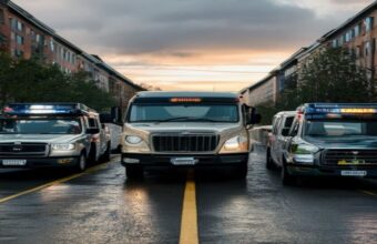 Грузовой автомобиль на парковке в Бельгии во время проверки дорожной полицией