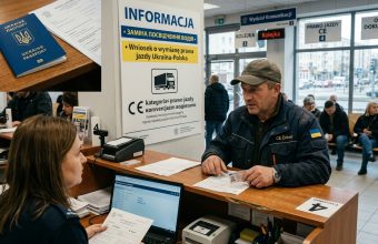 Украинский водитель подаёт документы на замену прав в Wydział Komunikacji Польши