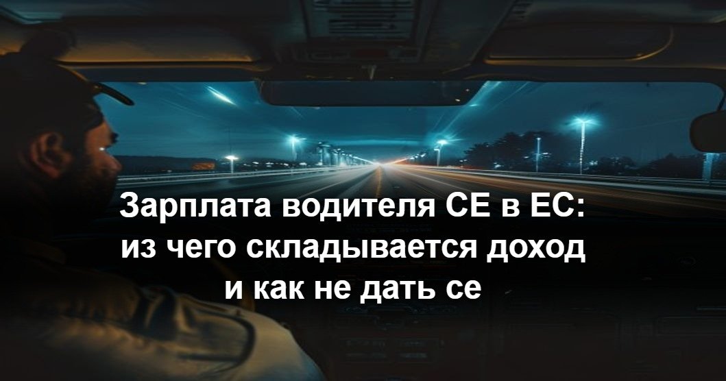 Дальнобойщик категории CE изучает расчётный листок зарплаты в кабине грузовика на европейской трассе