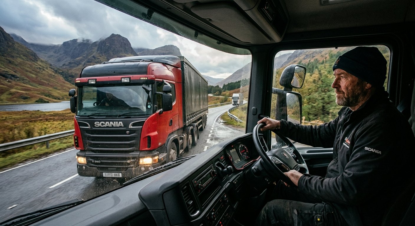 Водитель грузовика HGV на дороге в Шотландии — зарплата и условия труда 2025