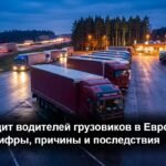 Грузовой автопоезд на европейской трассе — иллюстрация к теме дефицита водителей большегрузов в ЕС