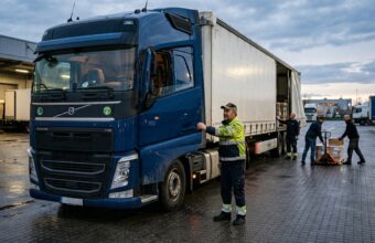 Полицейская машина на немецком автобане во время проверки