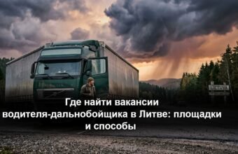Современный грузовой автомобиль на паркинге логистического центра в Литве