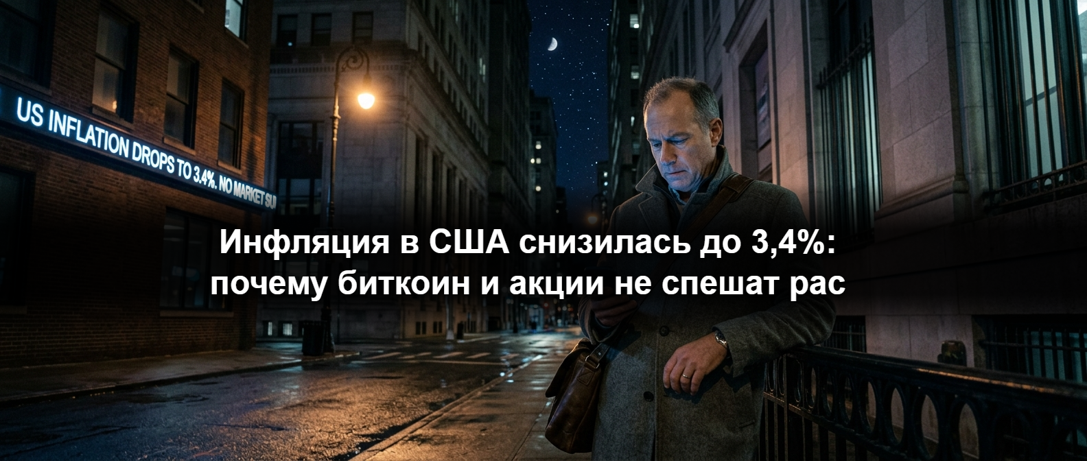 График инфляции в США и символы биткоина на фоне биржевых котировок