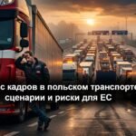 Колонна грузовых автомобилей на европейской автомагистрали во время международной транспортировки грузов