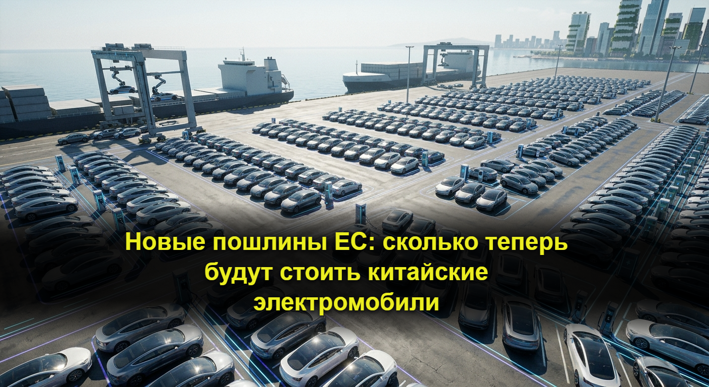 Ряды новых электромобилей в грузовом морском порту перед прохождением таможенного контроля
