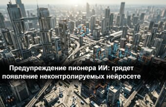 Серверные стойки в дата-центре с неоновой подсветкой, символизирующие вычисления искусственного интеллекта